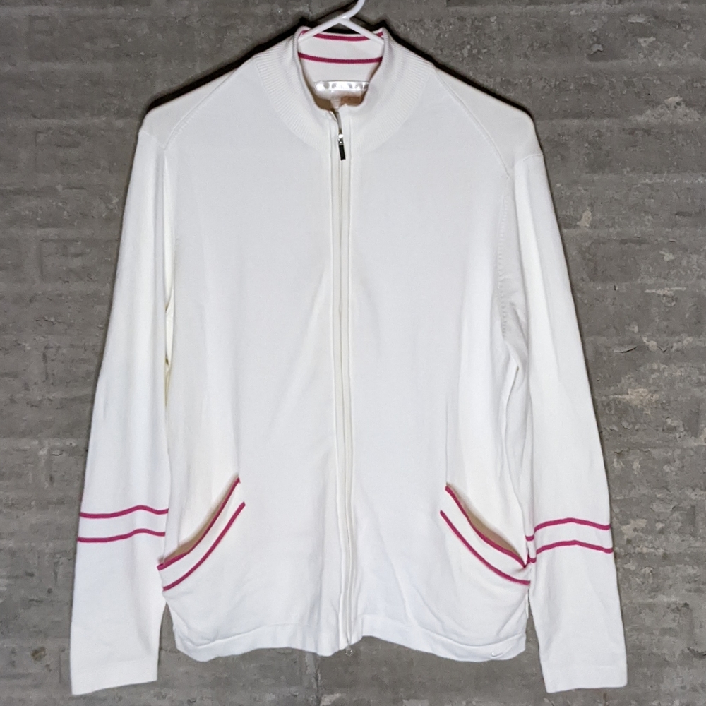 Nike Golf Women's Full Zip Knit Sweater White Size Large